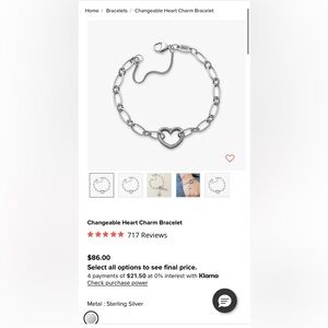 James Avery Changeable Heart Charm Bracelet